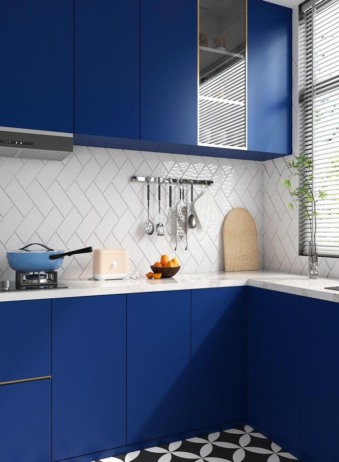 FunStick Dark Blue Wallpaper Peel and Stick Waterproof Royal Blue Contact Paper for Cabinets Countertops Kitchen Cabinet Contact Paper Vinyl Wrap Self Adhesive Wallpaper for Bathroom Walls 15.8"x78.8" - Image 2