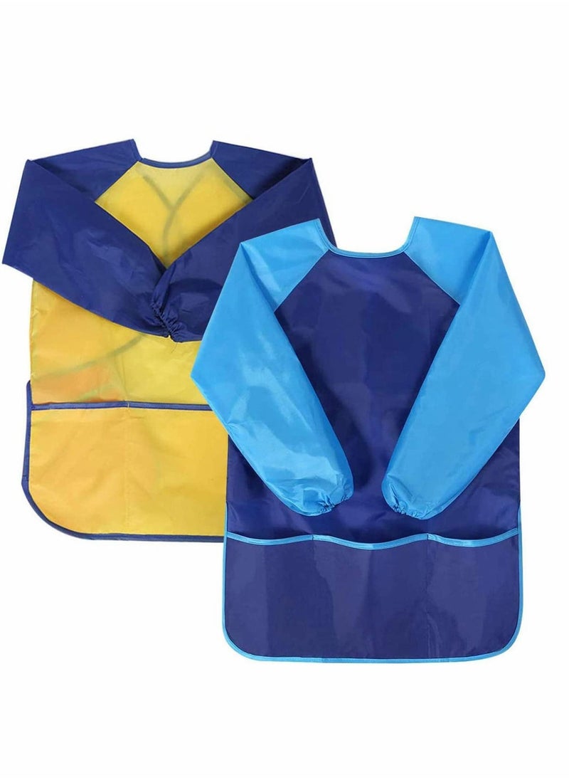 Y&D Kids Childrens Apron Art Smocks Waterproof Apron, Long Sleeve Children Painting Aprons with 3 Pockets for Painting, Pottery School, Baking, Craft & Lab Activity, Age 3-8  - Image 1
