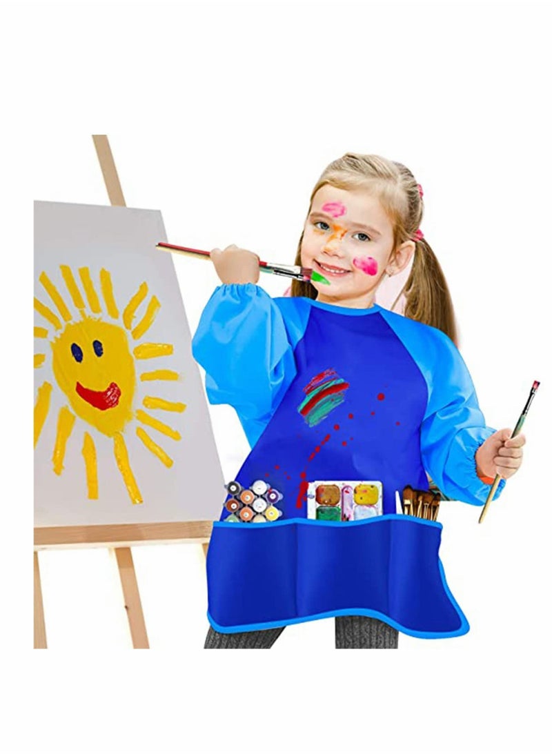 Y&D Kids Childrens Apron Art Smocks Waterproof Apron, Long Sleeve Children Painting Aprons with 3 Pockets for Painting, Pottery School, Baking, Craft & Lab Activity, Age 3-8  - Image 2