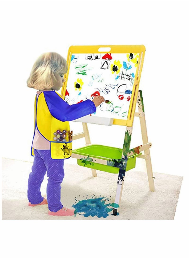 Y&D Kids Childrens Apron Art Smocks Waterproof Apron, Long Sleeve Children Painting Aprons with 3 Pockets for Painting, Pottery School, Baking, Craft & Lab Activity, Age 3-8  - Image 3