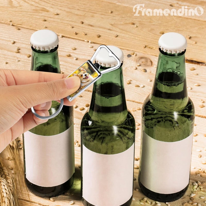 Framendino, Sublimation Blanks Keychains Metal Bottle Opener Transfer Rectangle Aluminum Keychain Key Rings, Silver, 60 Pack - Image 3