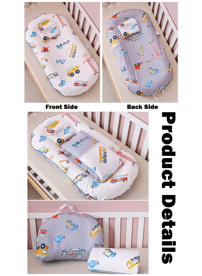 XiuWoo 3Pcs Portable and Foldable Baby Bed Set Baby Lounger with Pillow Quilt Crib Bedding for Newborns Infants Travel Sleeping - Image 4