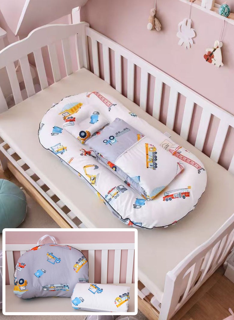 XiuWoo 3Pcs Portable and Foldable Baby Bed Set Baby Lounger with Pillow Quilt Crib Bedding for Newborns Infants Travel Sleeping - Image 3