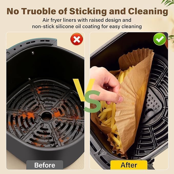 katbite Marve Square Air Fryer Liners Food-Grade BPA Free Paper for 5 to 8 litres Oil-Free Fryers - Healthy Cooking I Heat Resistance Air Fryer, Baking, Roasting Microwave - Image 3