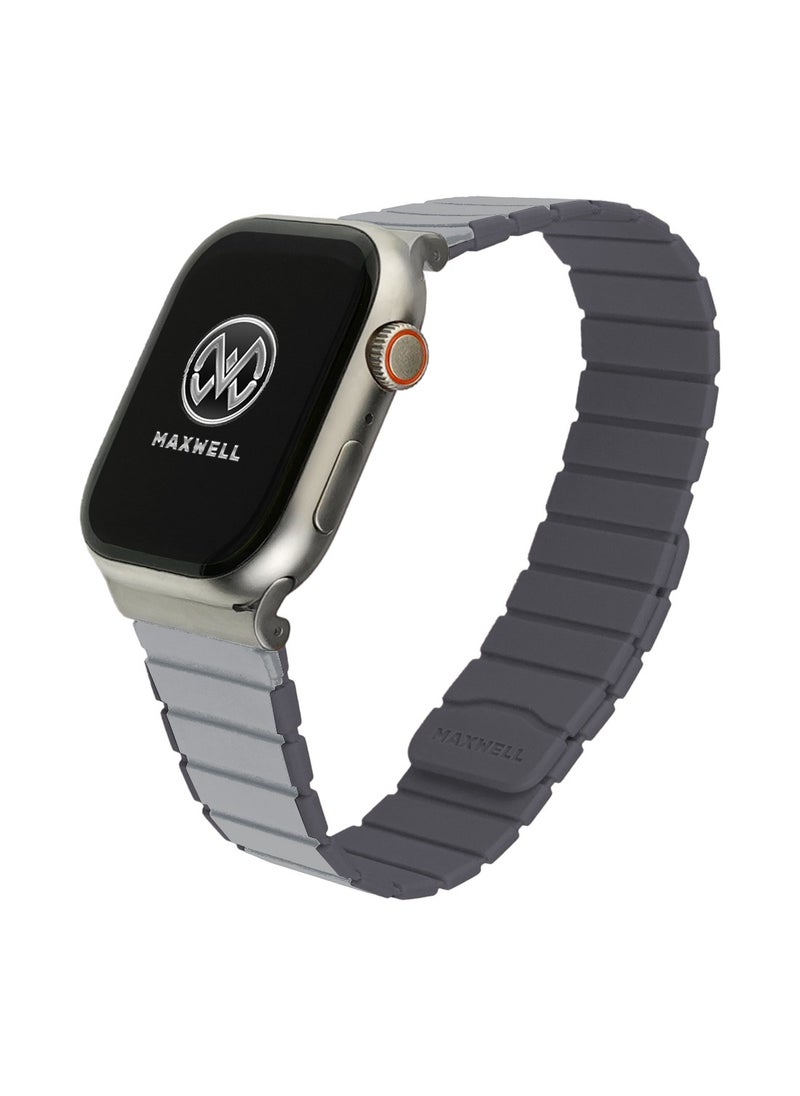 Maxwell Electronics - Maxwell Titan Series Smart Watch Magnetic Band Compatible with Apple Watch 42mm to 44mm Magnetic Watch Strap Silicone Band for Women and Men Unisex Strap Band (Purple/Gray) - Image 1