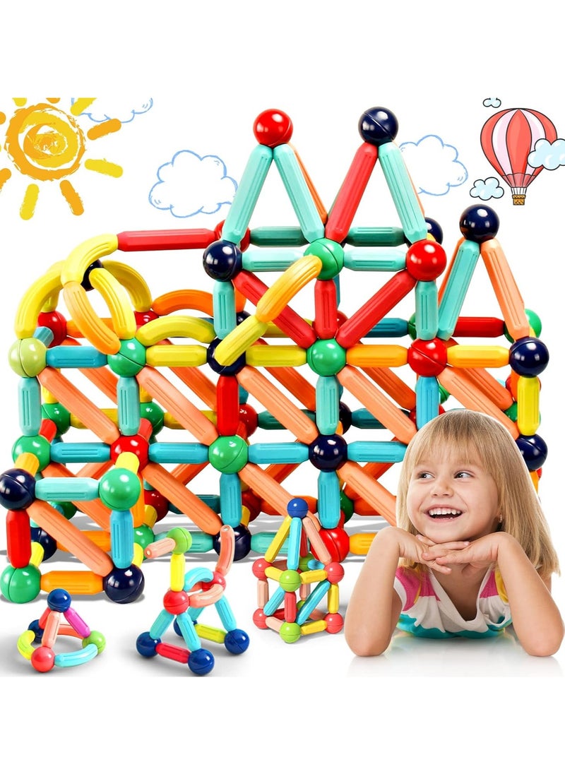 64Pcs Magnetic Building Blocks, Montessori Magnet Toys for Toddlers, STEM Learning Toys for Boys and Girls, Creativity Kids Games, ABS Material, Non-Toxic, Ages 3+  - Image 1