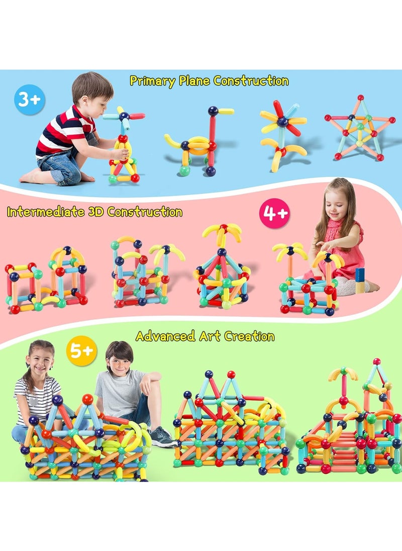 64Pcs Magnetic Building Blocks, Montessori Magnet Toys for Toddlers, STEM Learning Toys for Boys and Girls, Creativity Kids Games, ABS Material, Non-Toxic, Ages 3+  - Image 4