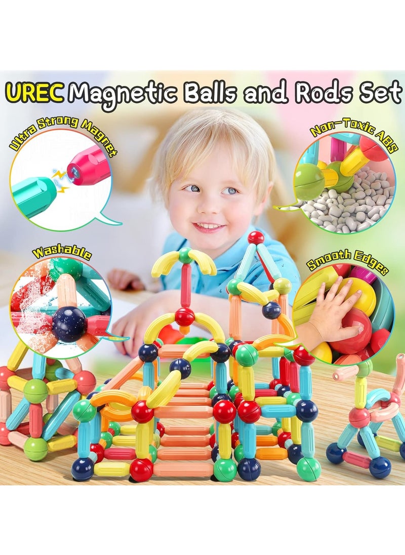 64Pcs Magnetic Building Blocks, Montessori Magnet Toys for Toddlers, STEM Learning Toys for Boys and Girls, Creativity Kids Games, ABS Material, Non-Toxic, Ages 3+  - Image 5