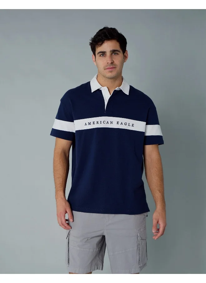 American Eagle AE Logo Rugby Polo Shirt