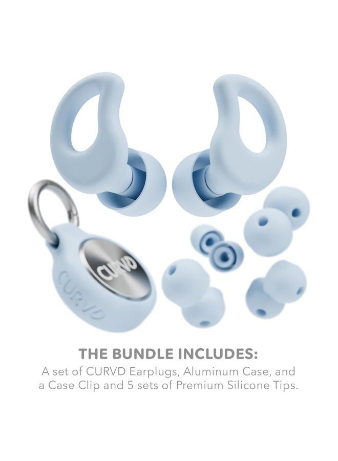 CURVD Everyday Earplugs + Case Clip Bundle, The Perfect earplug for Sleep, Travel, Noise Sensitivity/canceling + Case Clip Package Portable Waterproof Container & Silicone Sleeve for Ear Plugs(Blue) - Image 4