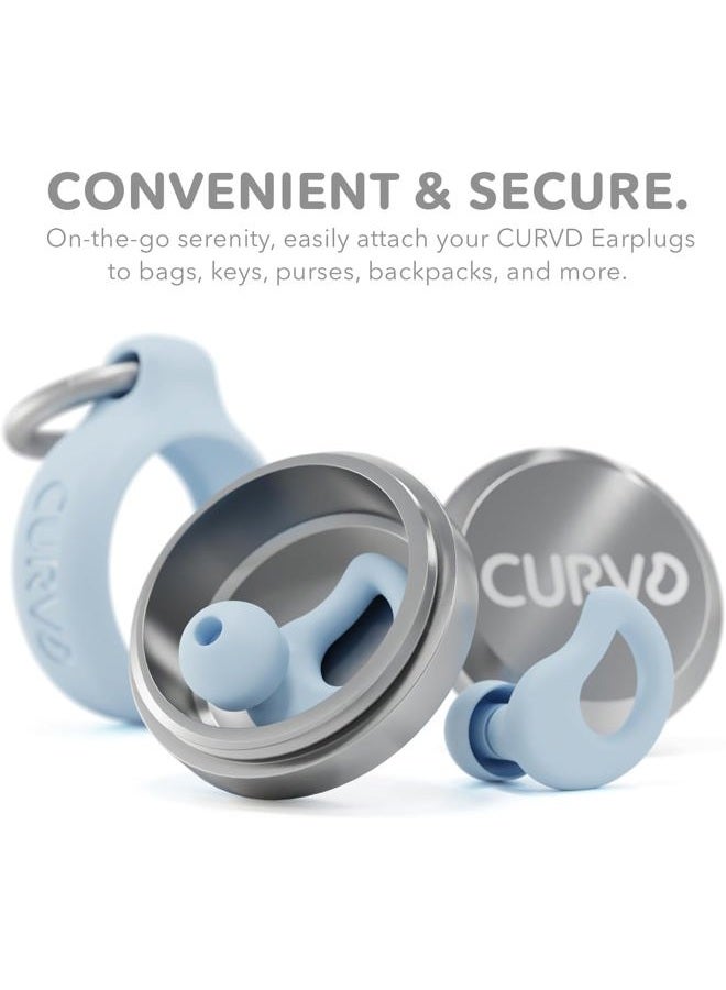 CURVD Everyday Earplugs + Case Clip Bundle, The Perfect earplug for Sleep, Travel, Noise Sensitivity/canceling + Case Clip Package Portable Waterproof Container & Silicone Sleeve for Ear Plugs(Blue) - Image 2