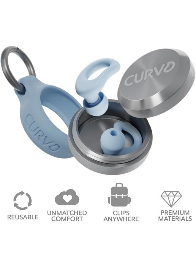 CURVD Everyday Earplugs + Case Clip Bundle, The Perfect earplug for Sleep, Travel, Noise Sensitivity/canceling + Case Clip Package Portable Waterproof Container & Silicone Sleeve for Ear Plugs(Blue) - Image 5
