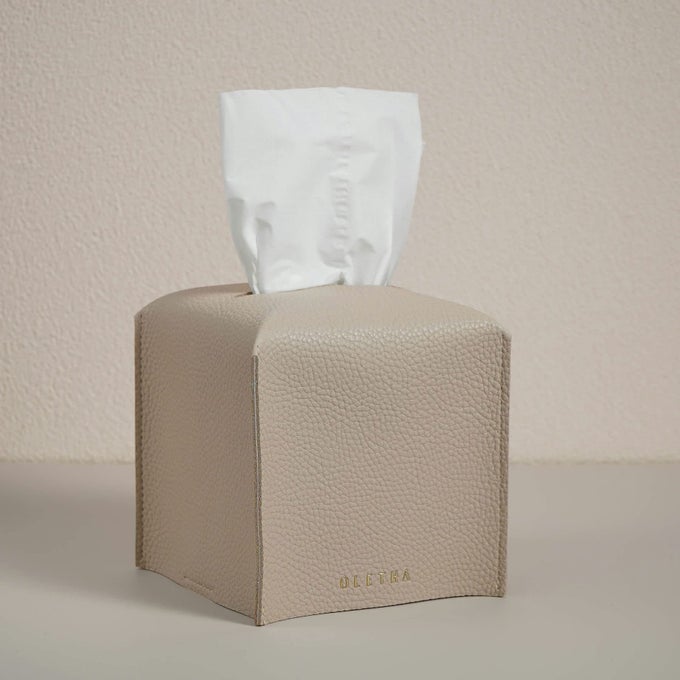 SQUARE TISSUE BOX COVER SET OF 2 AESTHETIC TISSUES CUBE BOXES HOLDER DESK DECOR FOR ROOM HOME OFFICE LIGHT TAUPE