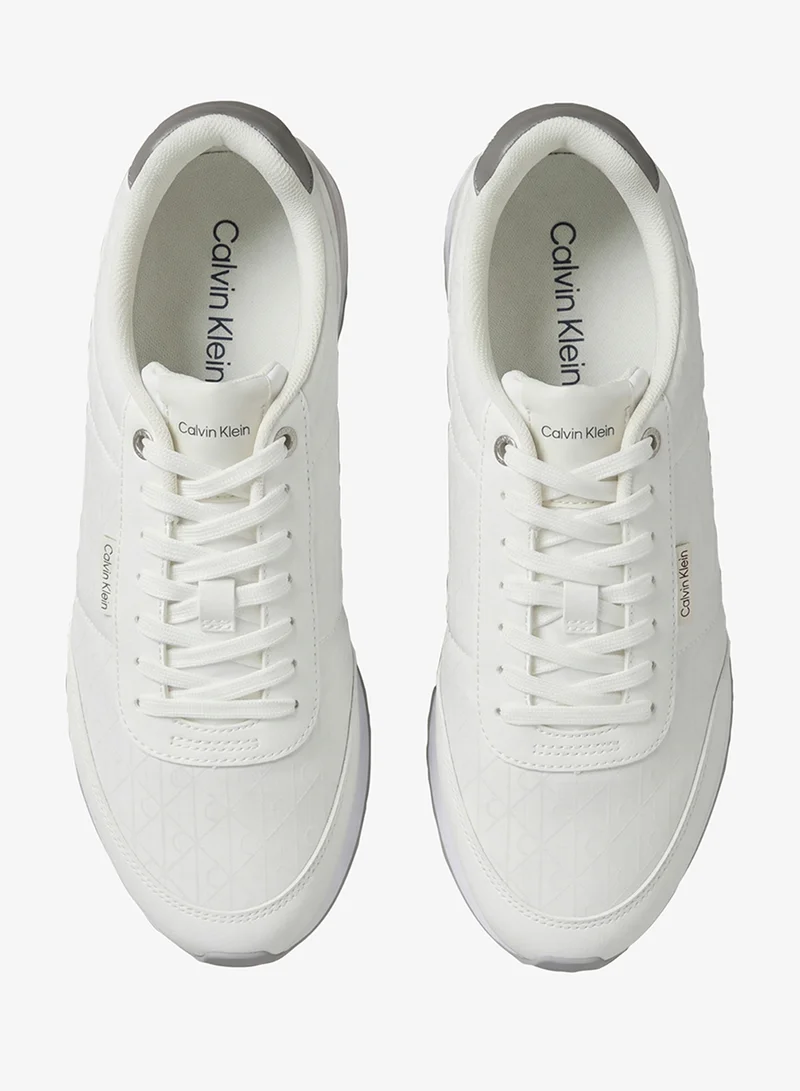 Calvin Klein Bright White/Granite Gray Retro Runner Sneakers for Men | Best Price UAE