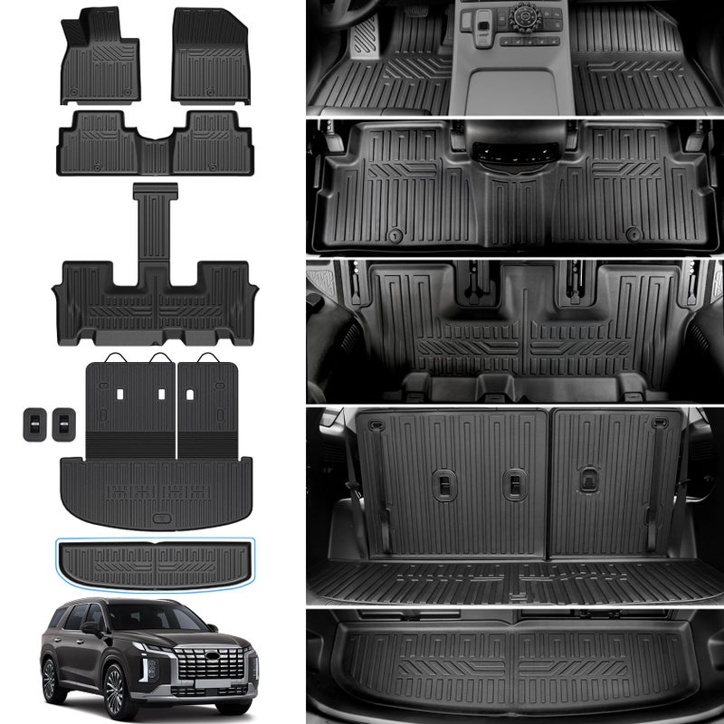 HOUCLEMIC Floor Mats for 2020-2025 Hyundai Palisade 7/8 Passenger, Trunk Mat with Seat Back Cover and Lower Cargo Mat All Weather Interior Protector for 2025 Hyundai Palisade Accessories - Image 1