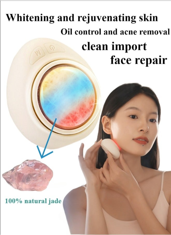 Healife Jade Vibration Therapy, Skin Beauty Device with 4 Color LED, Suitable for Face and Body Rejuvenation Device, Portable Skin Care Tool, Jade Anti-Wrinkle Face and Neck Massager  - Image 1