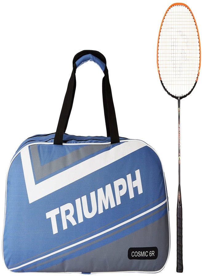 Triumph Ray-4000 One Piece Light Weight Strung Badminton Racket With Cosmic-6R Double Compartment Badminton Bag Sky/Grey - Image 2