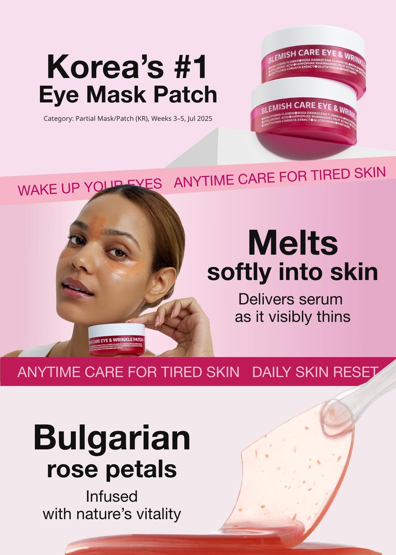 ISOI Blemish Care Under Eye Patch for Dark Circles, Puffiness and Wrinkles, Hydrating Gel Eye Masks with Hyaluronic Acid & Bulgarian Rose Oil, Korean Skin Care (90 pcs, 3.17 oz) - Image 4