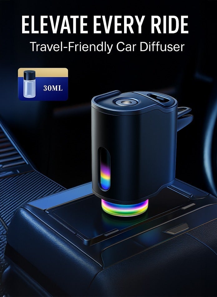 Smart Aromatherapy Car Diffuser – Mini USB Mist Humidifier with Rechargeable Battery, LED Light & 3 Spray Modes – Air Purifier for Home, Office, or Vehicle (Black) - Image 2