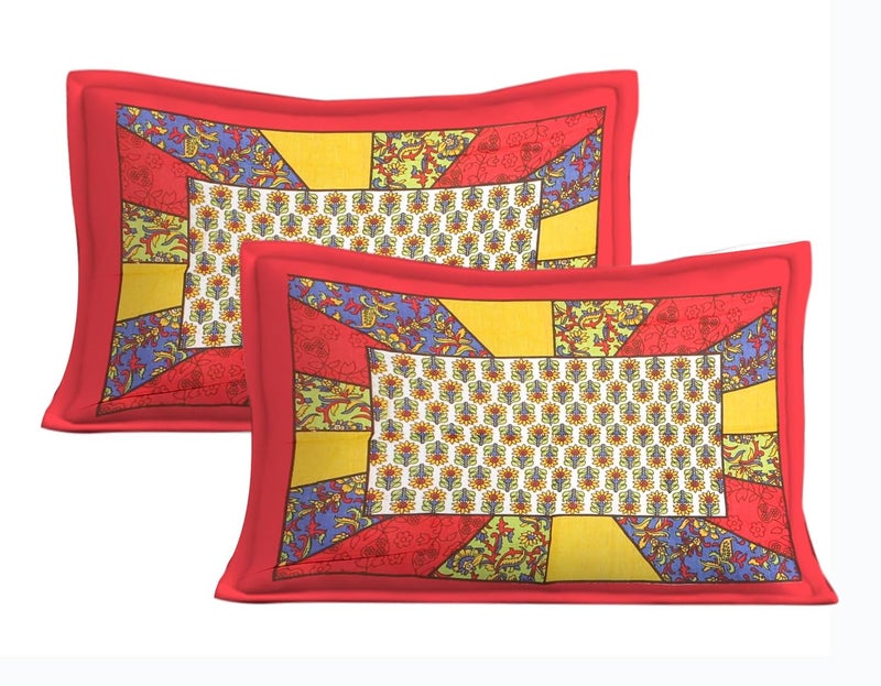 E-WISH BOX EWISH BOX Patchwork Cotton Bedsheet Set with Pillow Covers Multicolour King Size - Image 3