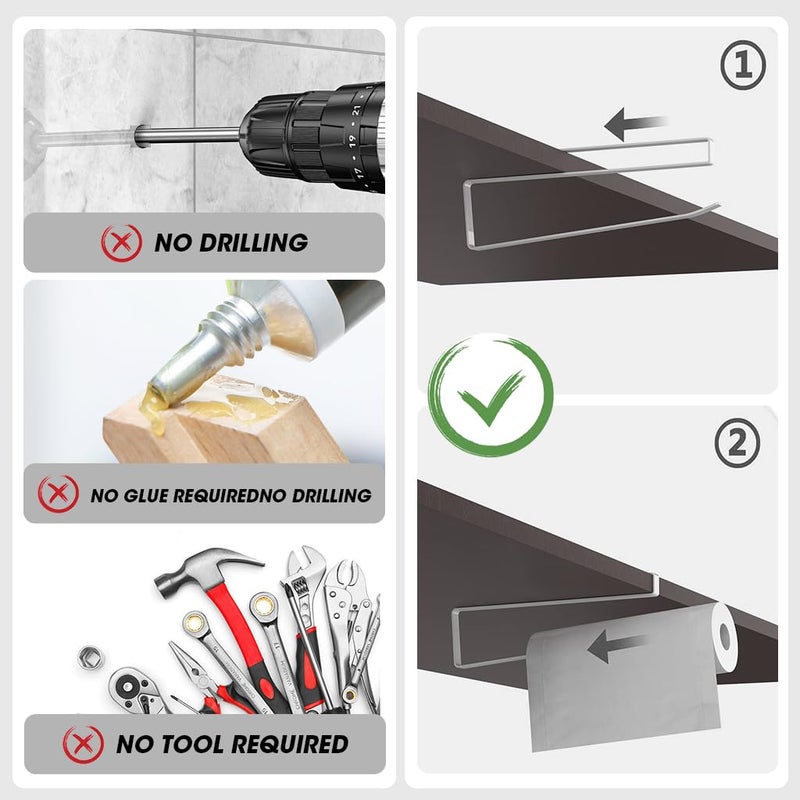 Zibuyu ZIBUYU 2pcs Tissue Paper Holder Tissue Holder Tissue Roll Holder for Kitchen No Drilling Paper Roll Holder Over The Door Kitchen Roll Holder Toilet Paper Roll Holder Over The Cabinet - Image 4