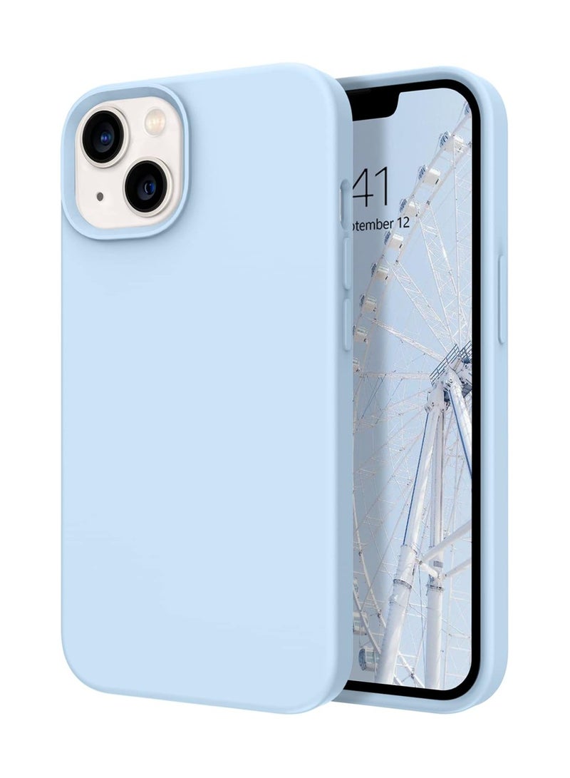 أكاليكس جراب سيليكون متوافق مع iPhone 13 وiPhone 14، سيليكون سائل رفيع، طبقات من المطاط الهلامي الناعم المقاوم للصدمات، جراب حماية للهاتف مع بطانة TPU متوافق مع iPhone 13 وiPhone 14 (أزرق سماوي) - Image 1