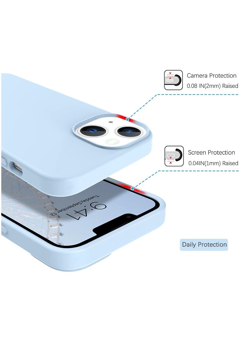 أكاليكس جراب سيليكون متوافق مع iPhone 13 وiPhone 14، سيليكون سائل رفيع، طبقات من المطاط الهلامي الناعم المقاوم للصدمات، جراب حماية للهاتف مع بطانة TPU متوافق مع iPhone 13 وiPhone 14 (أزرق سماوي) - Image 3