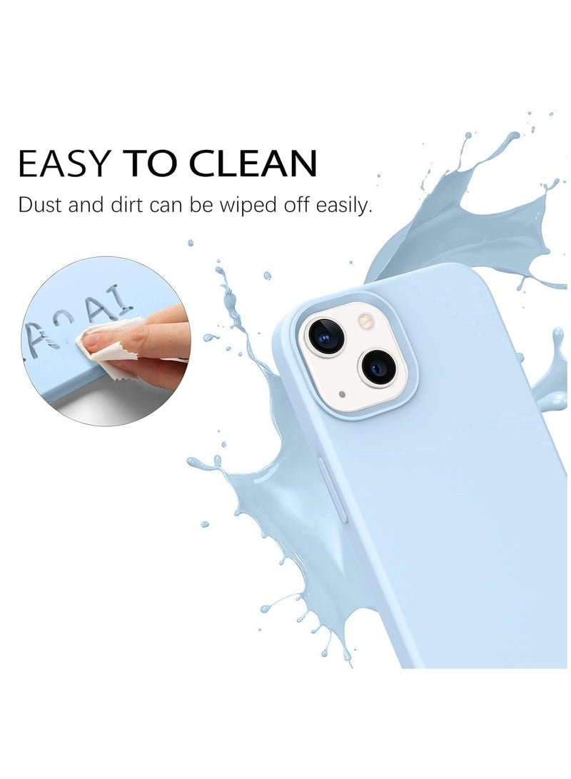 أكاليكس جراب سيليكون سائل فاخر لهاتفي iPhone 13 و iPhone 14، تصميم نحيف، ملمس ناعم مع بطانة من الألياف الدقيقة وحماية معززة للكاميرا - متين ومقاوم لبصمات الأصابع | أزرق سماوي - Image 4