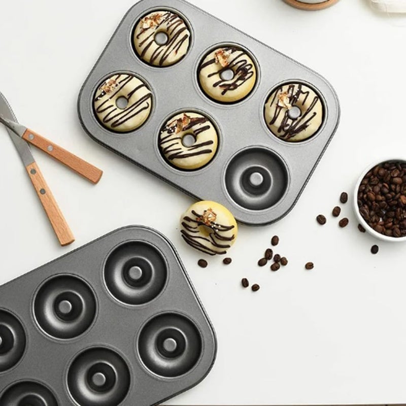 6 Cup Black Donut Cake Mold Baking Pan For Chocolate Pastry Dessert Cookie Muffin - Image 3