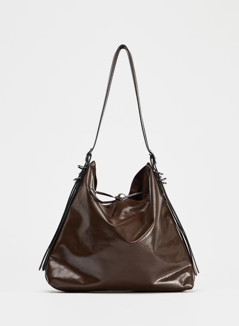 زارا حقيبة توتي بحزام - بني - Image 1