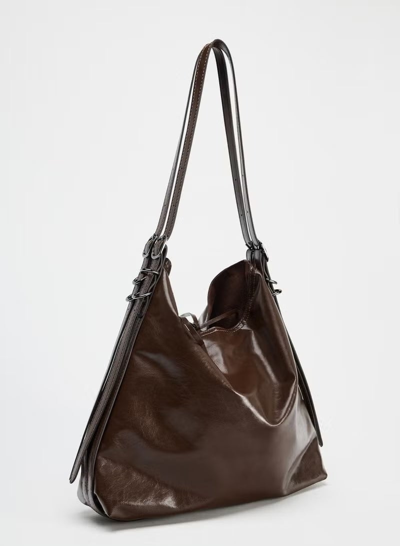 زارا حقيبة توتي بحزام - بني - Image 2