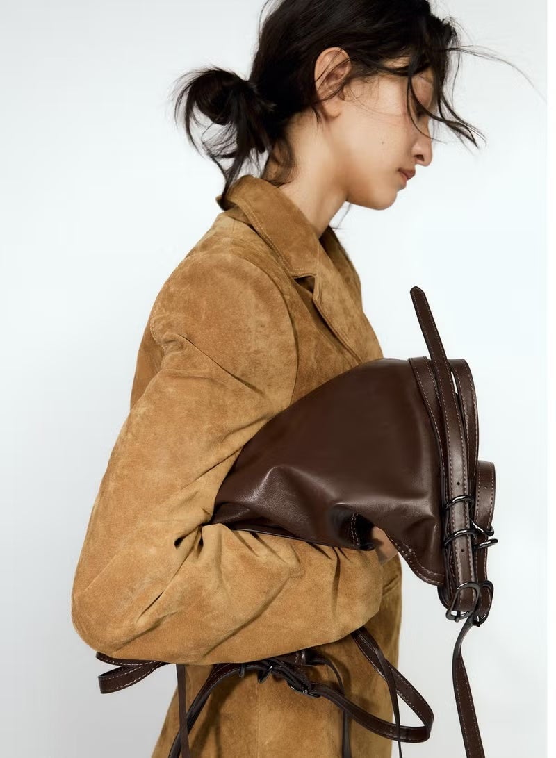 زارا حقيبة توتي بحزام - بني - Image 5