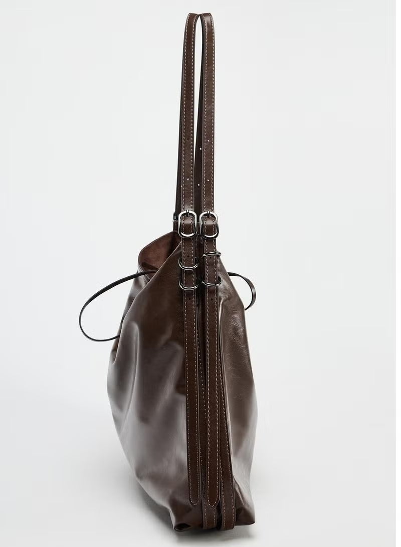 زارا حقيبة توتي بحزام - بني - Image 3