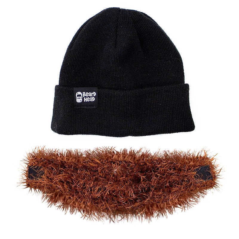 Beard Head Bushy Biker Beard Beanie - Funny Knit Hat and Fake Beard Costume Black - Image 3