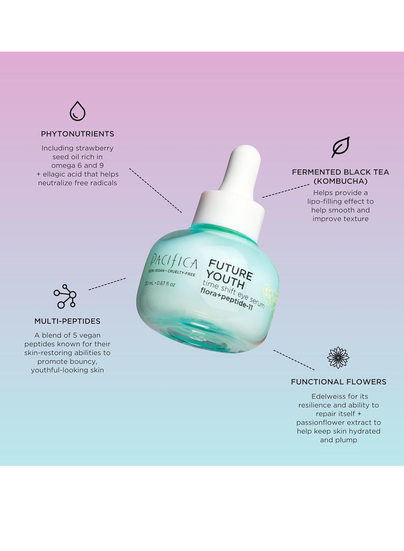 Pacifica Pacifica Future Youth Time Shift Eye Serum – Peptide Eye Serum for Fine Lines & Dark Circles, Lifting & Firming Under Eye Treatment w/Flora + Peptide-11, Unscented Hydrating Gel for All Skin Types  - Image 2