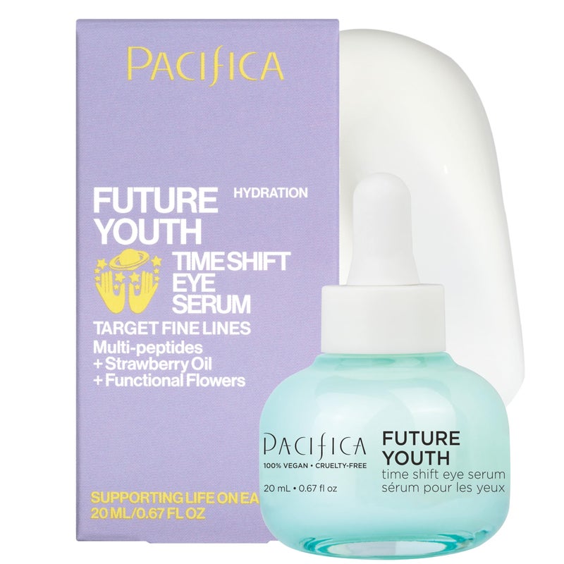 Pacifica Future Youth Time Shift Eye Serum â€“ Peptide Eye Serum for Fine Lines & Dark Circles, Lifting & Firming Under Eye Treatment w/Flora + Peptide-11, Unscented Hydrating Gel for All Skin Types - Image 1