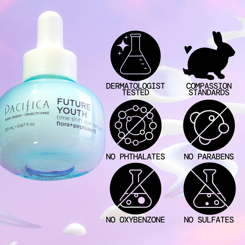 Pacifica Future Youth Time Shift Eye Serum â€“ Peptide Eye Serum for Fine Lines & Dark Circles, Lifting & Firming Under Eye Treatment w/Flora + Peptide-11, Unscented Hydrating Gel for All Skin Types - Image 5