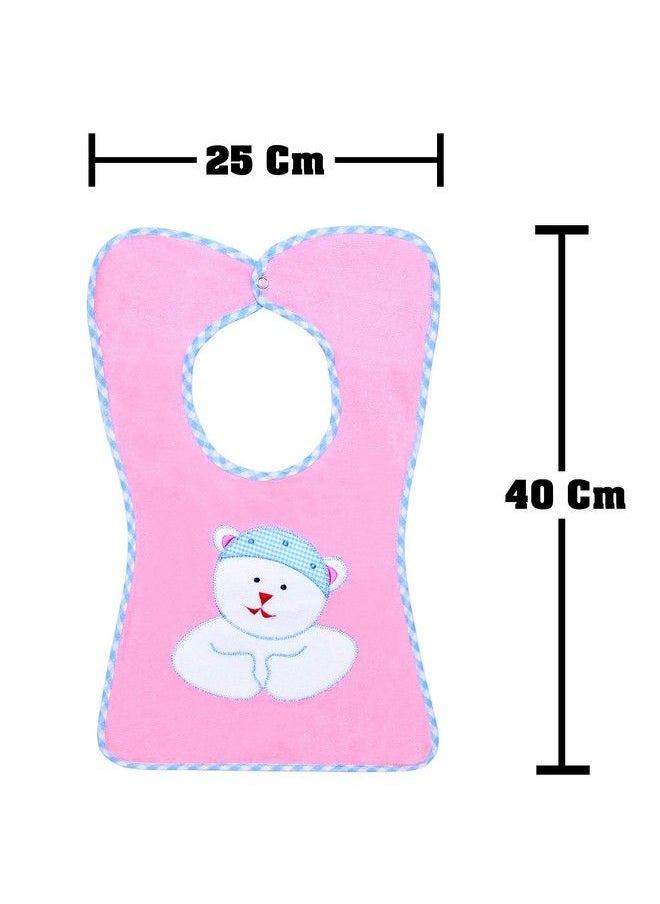 The Little Lookers - Terry Cotton Double Layered Baby Bibs Burp Cloth Saliva Towel With Comfortable Tich Button Neck For Feeding Babies Infants Toddlers (Bib 0521Pink & Green Pack Of 2) - Image 1