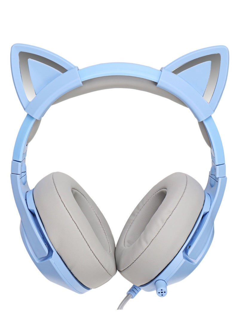 onikuma - ONIKUMA K9 Blue Cat Ear Headset Noise Reduction Headphone RGB Luminous Adjustable Gaming Headset with Mic for Xbox one for PS4/PS VISTA PC Elite Stereo Gaming Headset - Image 1