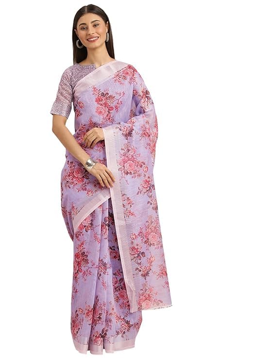 HEMOVIA Pure Fancy Floral Digital Print Saree Banarasi Digital Saree Rich Pallu Design Woven Trendy Special Occassion Wear With Unstitched Blouse Digital latest sadi 2025 Sari Sale (KHUSHI2015) - Image 1