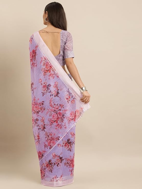 HEMOVIA Pure Fancy Floral Digital Print Saree Banarasi Digital Saree Rich Pallu Design Woven Trendy Special Occassion Wear With Unstitched Blouse Digital latest sadi 2025 Sari Sale (KHUSHI2015) - Image 2