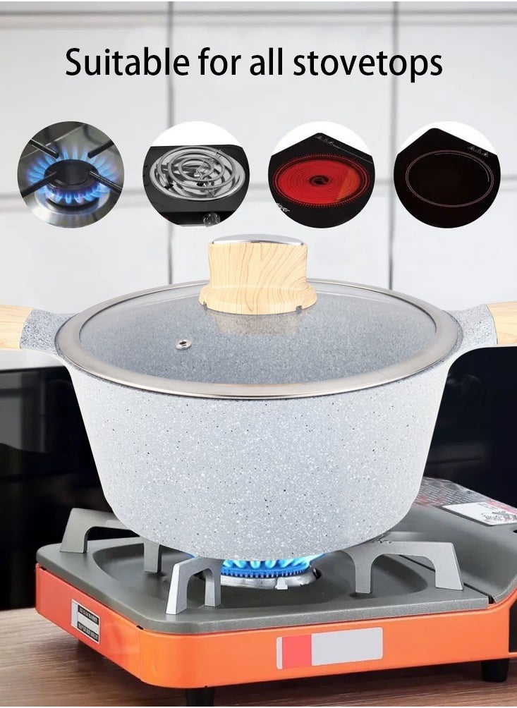 BMN 9-piece Non-stick Cookware Set, Granite Coated Non-stick Kitchen Cooking Set, Pfoa-free Kitchen Item, Durable Handles, Suitable For All Stoves (Gas, Electric And Induction), Gray  - Image 4