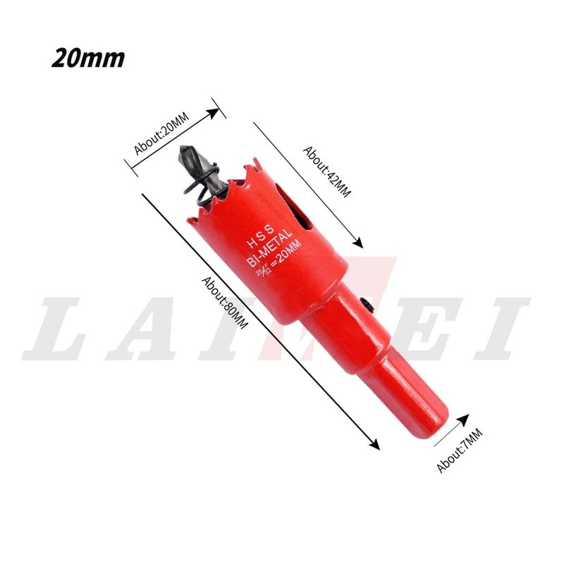 Laiwei 0.79 inch Hole Saw, bi-Metal Hole Cutter. for Drilling Wood,Aluminium Profiles,PVC, plasterboard,etc.Round Knife (13/16"(20mm)) - Image 2