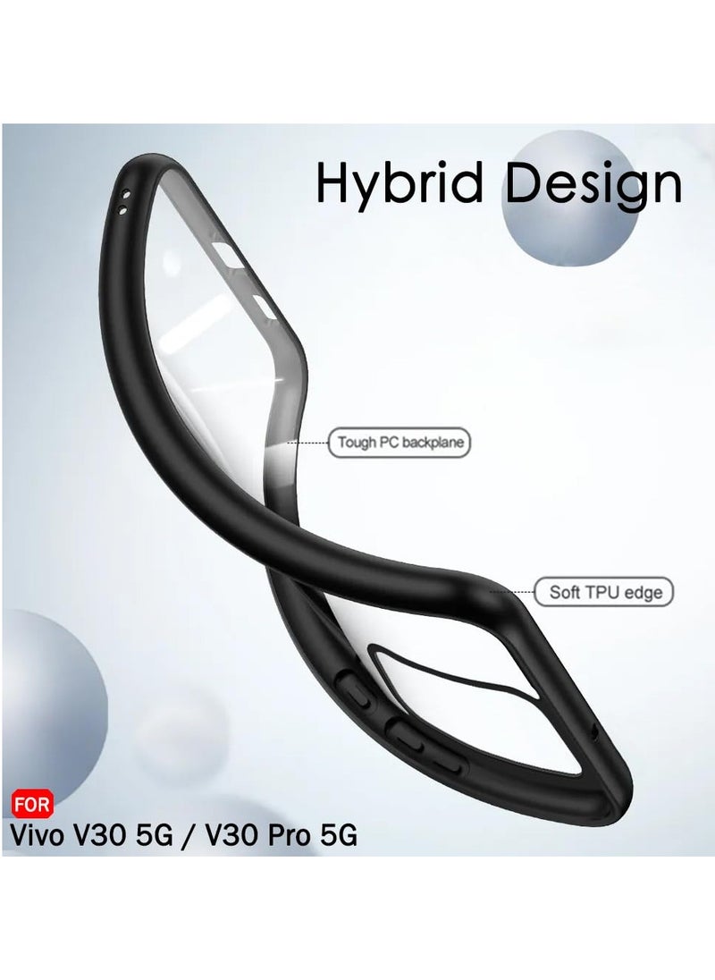 Generic - Ultra Hybrid Shockproof Sleek Armor Back Cover Case for Vivo V30 / V30 Pro 5G Protection | Crystal Clear Hard Back Transparent Cover PC+TPU Black Bumper - Image 1
