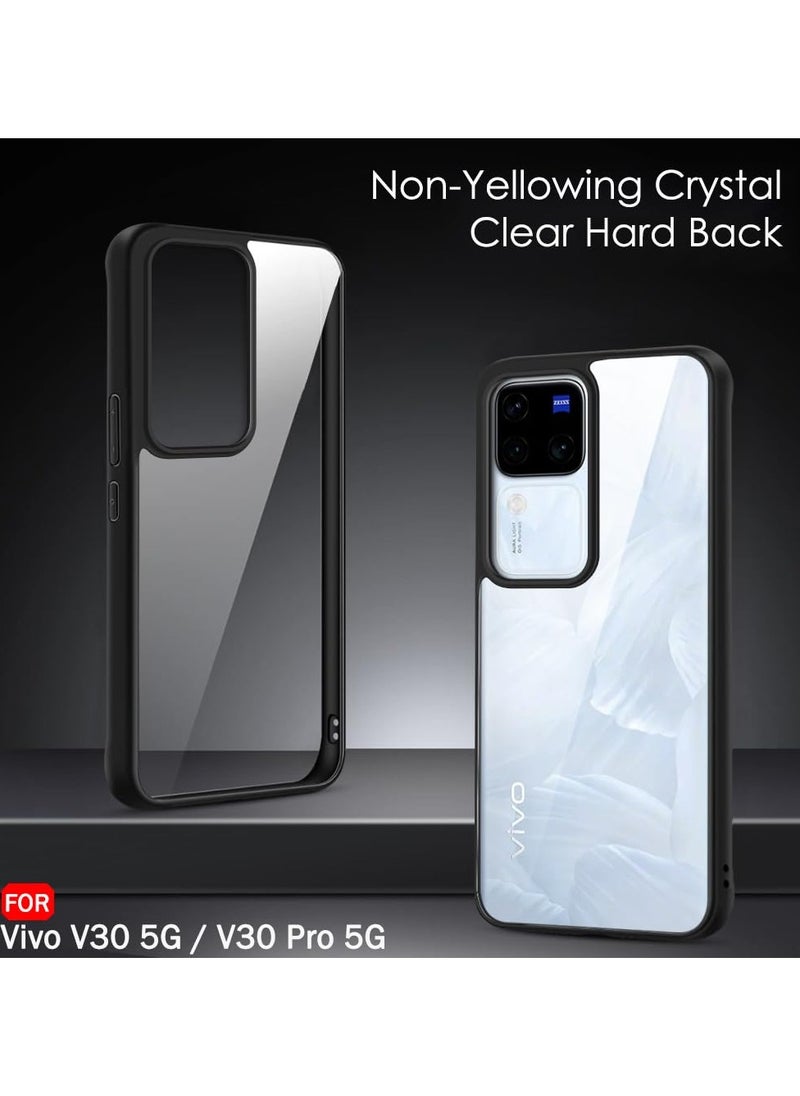 Generic - Ultra Hybrid Shockproof Sleek Armor Back Cover Case for Vivo V30 / V30 Pro 5G Protection | Crystal Clear Hard Back Transparent Cover PC+TPU Black Bumper - Image 1