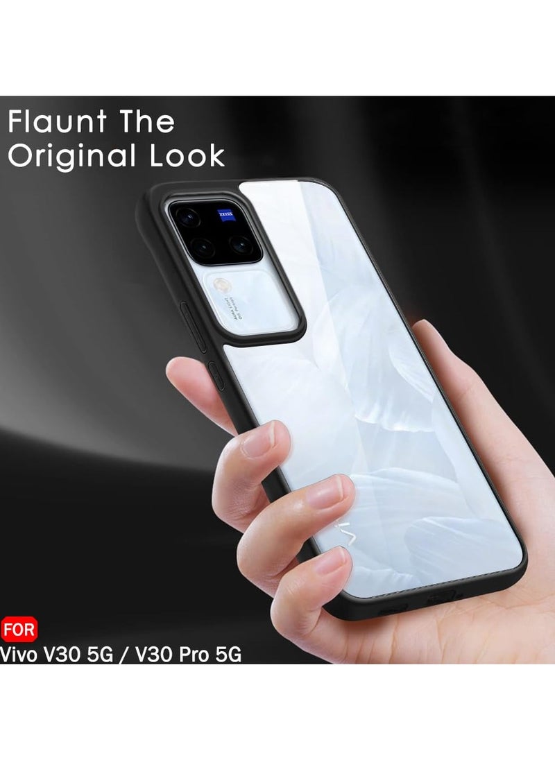 Generic - Ultra Hybrid Shockproof Sleek Armor Back Cover Case for Vivo V30 / V30 Pro 5G Protection | Crystal Clear Hard Back Transparent Cover PC+TPU Black Bumper - Image 1