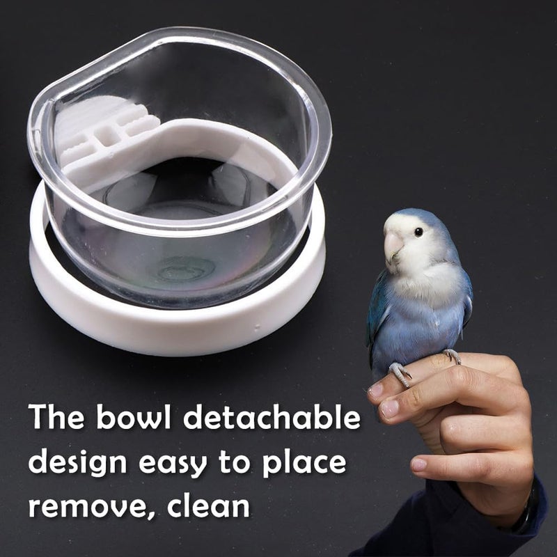 DQITJ 6 Pcs Small Bird Detachable Transparent Bowl Parrot Plastic Food Cup Canary Finch Convenient Hanging Seed Water Feeder (with 6 pcs Small Food Cups) - Image 5