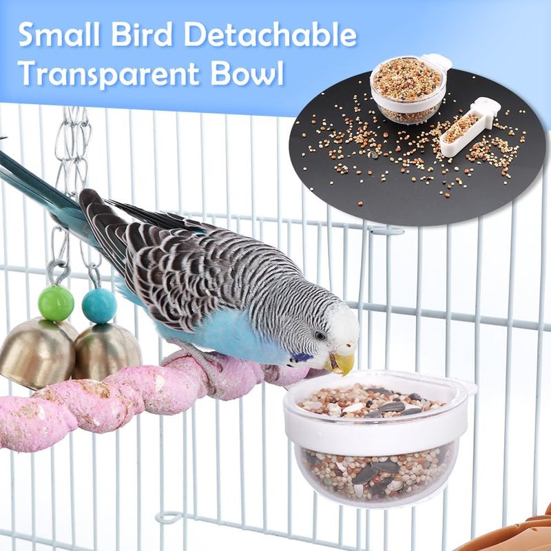 DQITJ 6 Pcs Small Bird Detachable Transparent Bowl Parrot Plastic Food Cup Canary Finch Convenient Hanging Seed Water Feeder (with 6 pcs Small Food Cups) - Image 2