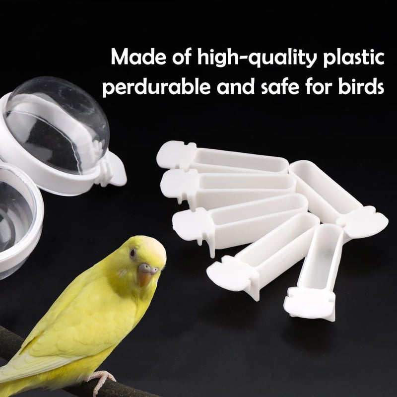 DQITJ 6 Pcs Small Bird Detachable Transparent Bowl Parrot Plastic Food Cup Canary Finch Convenient Hanging Seed Water Feeder (with 6 pcs Small Food Cups) - Image 3