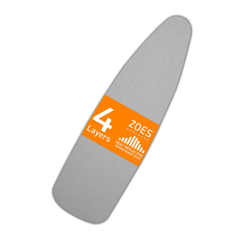 ZOES HOMEWARE ZOES HOMEWARE Ironing Board Cover and Pad  100 Cotton Cover with Padding Standard Size with Aluminum Coating  HeatReflective Ironing Board with Elastic Edges Set  54x15 Grey